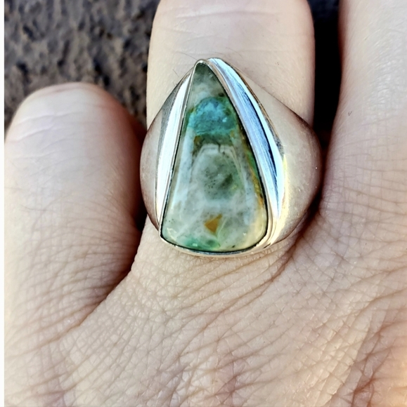New Men's Chrysocolla 925 Silver Ring. - Picture 9 of 15
